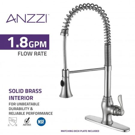 Anzzi Bastion Single Handle Standard Kitchen Faucet in Brushed Nickel KF-AZ209BN